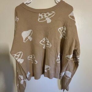 Tan Mushroom Pattern Sweater
